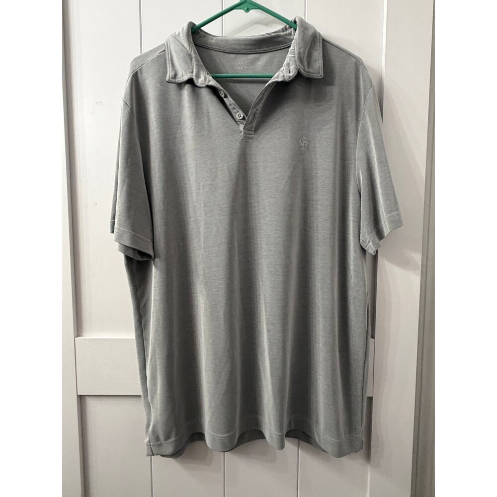 Cozy Earth Men’s everyday gray heathered cotton polo shirt sz large